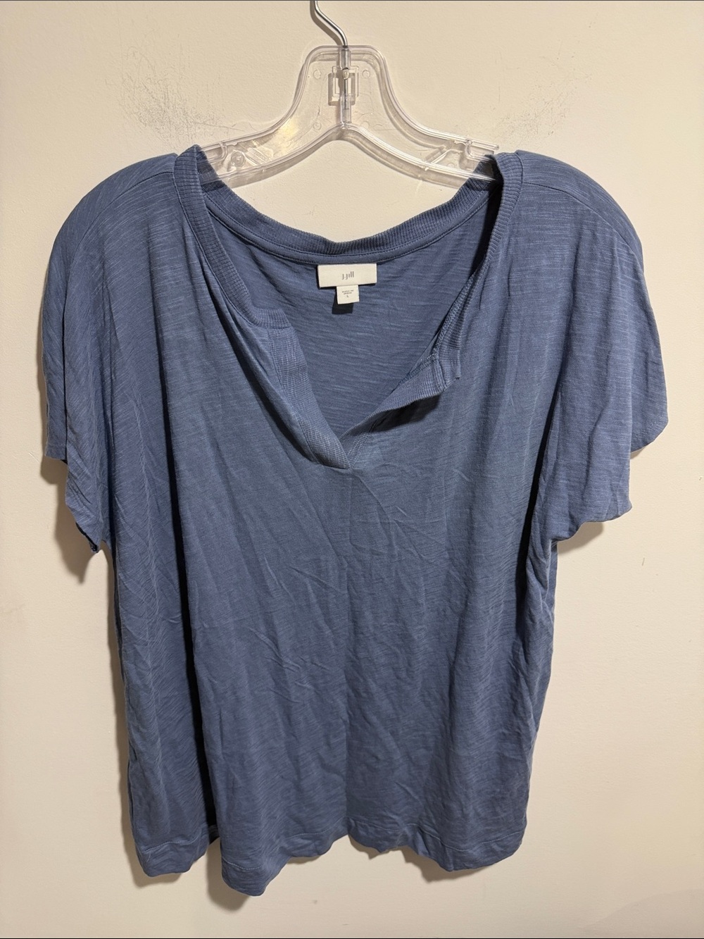 J. Jill Slate Blue Short Sleeve V-Neck Tee Size Large